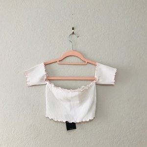 Forever 21 white and pink crop top